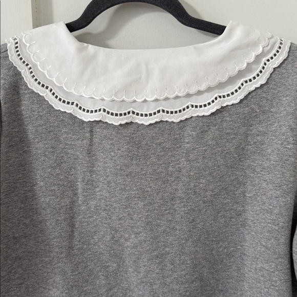 OLIVE Layered Collar Fleece Sweatshirt, Grey OS - Picture 8 of 12